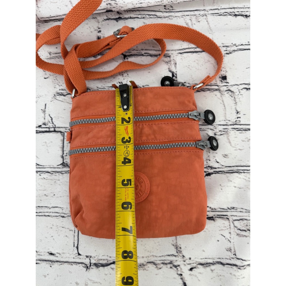 Kipling Orange Crinkle Nylon‎ Small Multi-Pocket Crossbody Bag Adjustable Strap - Picture 4 of 5
